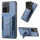 For Xiaomi Redmi 10 Carbon Fiber Fold Stand Elastic Card Bag Phone Case(Blue) - 1
