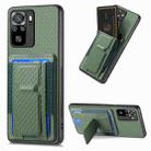 For Xiaomi Redmi 10 Carbon Fiber Fold Stand Elastic Card Bag Phone Case(Green) - 1