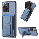 For Xiaomi Redmi Note 10 Pro 5G Carbon Fiber Fold Stand Elastic Card Bag Phone Case(Blue) - 1