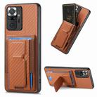 For Xiaomi Redmi Note 10 Pro 5G Carbon Fiber Fold Stand Elastic Card Bag Phone Case(Brown) - 1