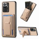 For Xiaomi Redmi Note 10 Pro 5G Carbon Fiber Fold Stand Elastic Card Bag Phone Case(Khaki) - 1