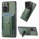 For Xiaomi Redmi Note 10 Pro 4G Carbon Fiber Fold Stand Elastic Card Bag Phone Case(Green) - 1