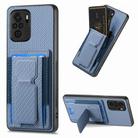 For Xiaomi Redmi Note 10 4G Carbon Fiber Fold Stand Elastic Card Bag Phone Case(Blue) - 1