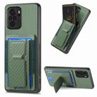 For Xiaomi Redmi Note 10 4G Carbon Fiber Fold Stand Elastic Card Bag Phone Case(Green) - 1