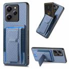 For Xiaomi Redmi 12 4G/5G Carbon Fiber Fold Stand Elastic Card Bag Phone Case(Blue) - 1