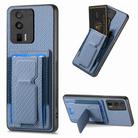 For Xiaomi Redmi K60 / K60 Pro Carbon Fiber Fold Stand Elastic Card Bag Phone Case(Blue) - 1