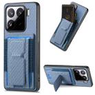 For Xiaomi 15 Carbon Fiber Fold Stand Elastic Card Bag Phone Case(Blue) - 1