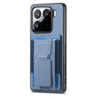 For Xiaomi 15 Carbon Fiber Fold Stand Elastic Card Bag Phone Case(Blue) - 2