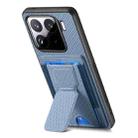 For Xiaomi 15 Carbon Fiber Fold Stand Elastic Card Bag Phone Case(Blue) - 3