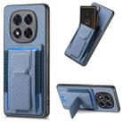 For Xiaomi Redmi Note 14 Pro+ 5G Carbon Fiber Fold Stand Elastic Card Bag Phone Case(Blue) - 1