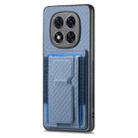 For Xiaomi Redmi Note 14 Pro+ 5G Carbon Fiber Fold Stand Elastic Card Bag Phone Case(Blue) - 2
