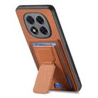 For Xiaomi Redmi Note 14 Pro+ 5G Carbon Fiber Fold Stand Elastic Card Bag Phone Case(Brown) - 3