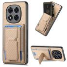 For Xiaomi Redmi Note 14 Pro+ 5G Carbon Fiber Fold Stand Elastic Card Bag Phone Case(Khaki) - 1