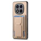 For Xiaomi Redmi Note 14 Pro+ 5G Carbon Fiber Fold Stand Elastic Card Bag Phone Case(Khaki) - 2