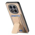 For Xiaomi Redmi Note 14 Pro+ 5G Carbon Fiber Fold Stand Elastic Card Bag Phone Case(Khaki) - 3
