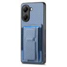 For Redmi Turbo 4 Carbon Fiber Fold Stand Elastic Card Bag Phone Case(Blue) - 2