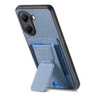For Redmi Turbo 4 Carbon Fiber Fold Stand Elastic Card Bag Phone Case(Blue) - 3
