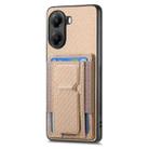 For Xiaomi Poco X7 Pro Carbon Fiber Fold Stand Elastic Card Bag Phone Case(Khaki) - 2