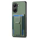 For Xiaomi Poco X7 Pro Carbon Fiber Fold Stand Elastic Card Bag Phone Case(Green) - 2
