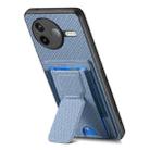 For Redmi K80 / Poco F7 Pro Carbon Fiber Fold Stand Elastic Card Bag Phone Case(Blue) - 3