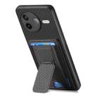For Redmi K80 / Poco F7 Pro Carbon Fiber Fold Stand Elastic Card Bag Phone Case(Black) - 3