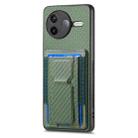 For Redmi K80 / Poco F7 Pro Carbon Fiber Fold Stand Elastic Card Bag Phone Case(Green) - 2