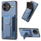 For Redmi K80 Pro / Poco F7 Ultra Carbon Fiber Fold Stand Elastic Card Bag Phone Case(Blue) - 1
