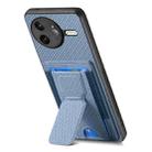 For Redmi K80 Pro / Poco F7 Ultra Carbon Fiber Fold Stand Elastic Card Bag Phone Case(Blue) - 3