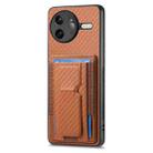 For Redmi K80 Pro / Poco F7 Ultra Carbon Fiber Fold Stand Elastic Card Bag Phone Case(Brown) - 2