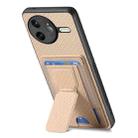 For Redmi K80 Pro / Poco F7 Ultra Carbon Fiber Fold Stand Elastic Card Bag Phone Case(Khaki) - 3