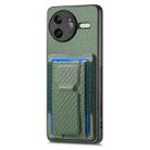 For Redmi K80 Pro / Poco F7 Ultra Carbon Fiber Fold Stand Elastic Card Bag Phone Case(Green) - 2