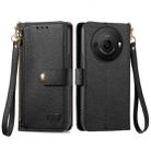 For Sharp Aquos R8 Pro Love Zipper Lanyard Leather Phone Case(Black) - 1
