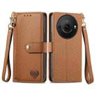 For Sharp Aquos R8 Pro Love Zipper Lanyard Leather Phone Case(Brown) - 1
