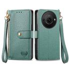 For Sharp Aquos R8 Pro Love Zipper Lanyard Leather Phone Case(Green) - 1