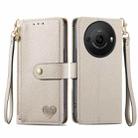 For Sharp Aquos R8 Pro Love Zipper Lanyard Leather Phone Case(Gray) - 1