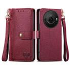 For Sharp Aquos R8 Pro Love Zipper Lanyard Leather Phone Case(Red) - 1