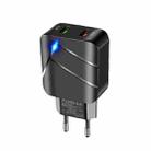 TE-Q820 28W Dual USB QC3.0 18W Mobile Phone Charger, EU Plug(Black) - 1