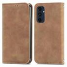 For Samsung Galaxy M55 Retro Skin Feel Magnetic Leather Phone Case(Brown) - 1