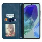 For Samsung Galaxy M55 Retro Skin Feel Magnetic Leather Phone Case(Blue) - 3