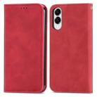 For Samsung Galaxy S25 Edge 5G Retro Skin Feel Magnetic Leather Phone Case(Red) - 2