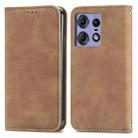 For Motorola Moto Edge 50 Fusion Retro Skin Feel Magnetic Flip Leather Phone Case(Brown) - 1