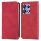 For Motorola Moto Edge 50 Fusion Retro Skin Feel Magnetic Flip Leather Phone Case(Red) - 1