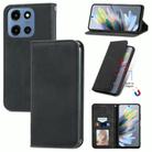 For Motorola Moto G 2025 Retro Skin Feel Magnetic Flip Leather Phone Case(Black) - 1