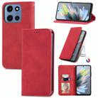 For Motorola Moto G 2025 Retro Skin Feel Magnetic Flip Leather Phone Case(Red) - 1