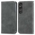 For Sony Xperia 1 VI Retro Skin Feel Magnetic Leather Phone Case(Gray) - 1