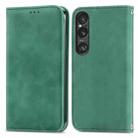 For Sony Xperia 10 VI Retro Skin Feel Magnetic Leather Phone Case(Green) - 1