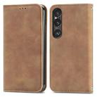 For Sony Xperia 10 VI Retro Skin Feel Magnetic Leather Phone Case(Brown) - 1