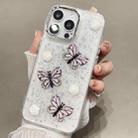 For iPhone 15 Pro Max Glitter 3D Butterfly TPU Phone Case(Pink) - 1