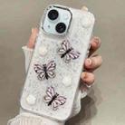 For iPhone 15 Plus Glitter 3D Butterfly TPU Phone Case(Pink) - 1