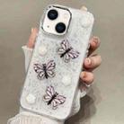 For iPhone 14 Plus Glitter 3D Butterfly TPU Phone Case(Pink) - 1